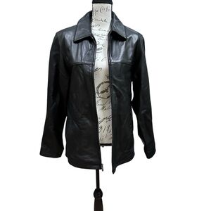 Apt.9 Black Lambskin Scuba Jacket size Small